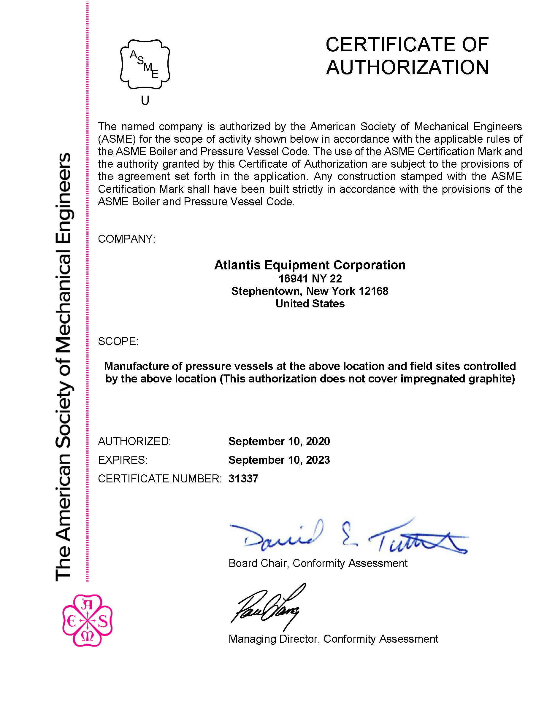 Aec Asme U Certificate 2023